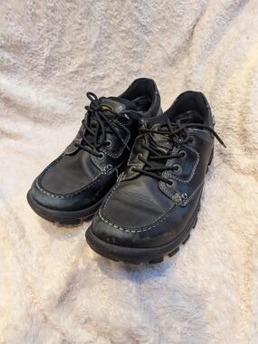 Keen Black Leather Lace-Up Slip-On Loafers